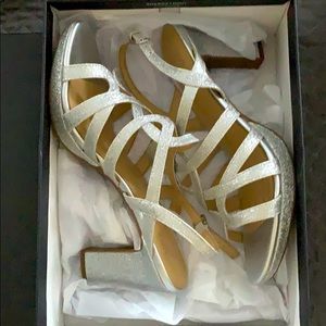 Silver glitter heels.  Worn once to a ball.